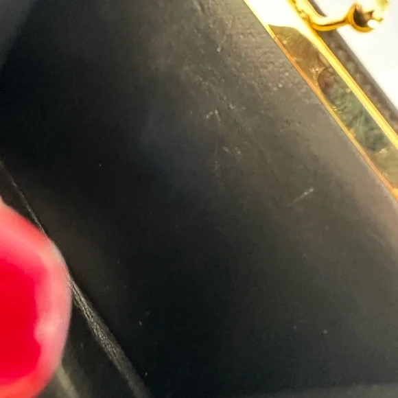 *SOLD*Authentic Salvatore Ferragamo Leather Black Bow Bag w/ Gold Chain - Picture 12 of 17